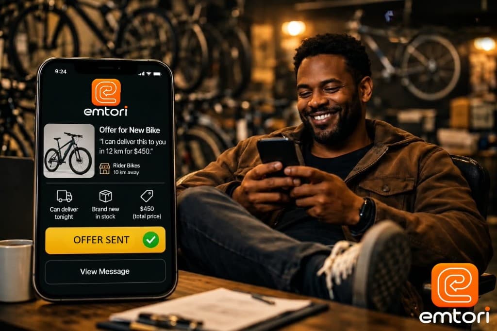 Shop owner sending a price offer to a buyer through Emtori